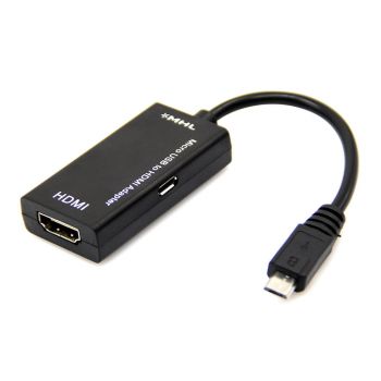 Преходник DeTech Micro USB към HDMI MHL, 15см, Черен