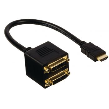Кабел Преходник HDMI към 2 female DVI 24+1 DeTech