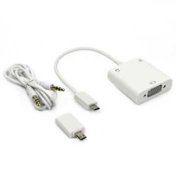 Конвертор, No brand, MHL към VGA + Аудио, Бял 