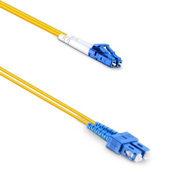 Оптичен пач кабел DeTech, SC-LC, UPC, Singlemode, Duplex, 5.0м, Жълт