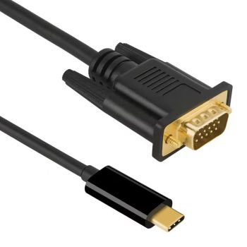 Кабел DeTech, USB-C – VGA, 1.8m, Black - 18395