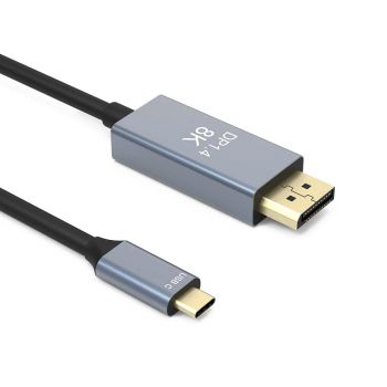 Кабел DeTech, USB-C – DP, 1.8m, 8К, 60Hz, Black - 18398