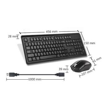 Комплект клавиатура и мишка A4tech 4200N, Безжичен, мишка V-track, Черен