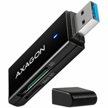 Адаптер Axagon Slim super-speed USB 3.2 Gen 1 card reader with a direct USB-A connector.