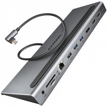 Хъб USB Axagon Multiport USB-C 5Gbps TRIPLE 4K DISPLAY hub HMC-4KX3