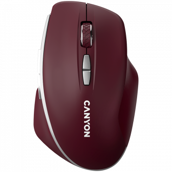 Мишка CANYON MW-21, 2.4 GHz Wireless mouse ,with 7 buttons, DPI 800/1200/1600, Battery: AAA*2pcs,Burgundy Red,72*117*41mm, 0.075kg