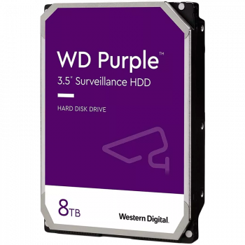 Твърд диск за DVR WESTERN DIGITAL HDD Video Surveillance WD Purple 8TB CMR, 3.5'', 256MB, 5640 RPM, SATA, TBW: 180
