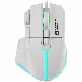 Геймърска мишка CANYON Fortnax GM-636, 9keys Gaming wired mouse,Sunplus 6662, DPI up to 20000, Huano 5million switch, RGB lighting effects, 1.65M braided cable, ABS material. size: 113*83*45mm, weight: 102g, White
