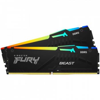 Памет за настолен компютър Kingston DRAM 16GB 5600MT/s DDR5 CL40 DIMM (Kit of 2) FURY Beast RGB XMP