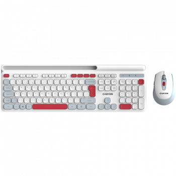 Клавиатура CANYON HSET-W5 Keyboard+Mouse AAA+AA Wireless White