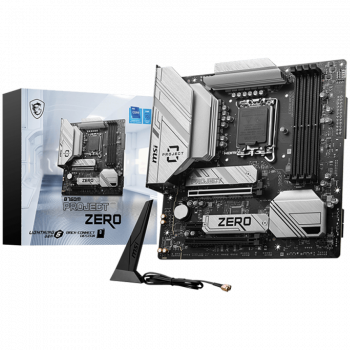 Дънна платка MSI B760M PROJECT ZERO, mATX, Socket LGA 1700, Dual Channel DDR5 7800+(OC)MHz, 2x PCIe ...