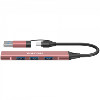 Хъб USB CANYON hub DS-02 4in1 USB-A/C Pink