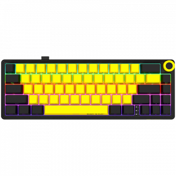 Геймърска клавиатура LORGAR KBP70MW, Wireless 65% Mechanical Gaming Keyboard Pro, Black/yellow, EN ...