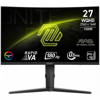 Монитор MSI MAG 275CQRF QD E2 Gaming Monitor, 27" 180Hz, WQHD (2560x1440) 16:9, Rapid VA, Anti-glare...