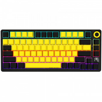 Геймърска клавиатура LORGAR KBP7075W, Wireless 75% Mechanical Gaming Keyboard Pro, Black/yellow, EN ...