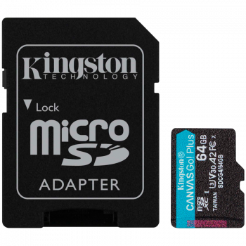 Карта памет KINGSTON 64GB microSDXC Canvas Go Plus Gen4 200MB/s A2 U3 V30 Card + Adapter