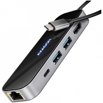 Адаптер AXAGON HMC-6GLN 2x USB-A 5Gbps, 1x USB-C 5Gbps, 4K/60Hz HDMI, RJ-45, USB 3.2 Gen 1 hub, PD ...