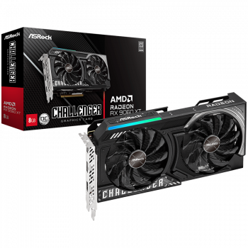 Видео карта ASROCK Video Card AMD Radeon RX 9060 XT Challenger 8GB OC GDDR6, 128-bit, 2x DisplayPort...