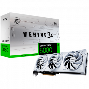 Видео карта MSI Video Card Nvidia GeForce RTX 5080 16G VENTUS 3X OC WHITE, 16GB GDDR7, 256bit, ...