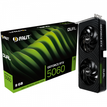 Видео карта PALIT GeForce RTX 5060 Dual 8GB GDDR7 128 bit, 1x HDMI 2.1b, 3x DP 2.1b, 2 Fan, 1x 8-pin...