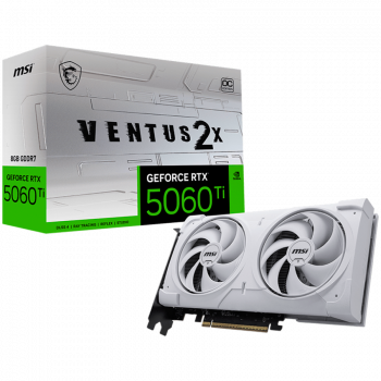 Видео карта MSI Video Card NVIDIA GeForce RTX 5060 Ti 8G VENTUS 2X OC WHITE PLUS, 8GB GDDR7, 128-bit...