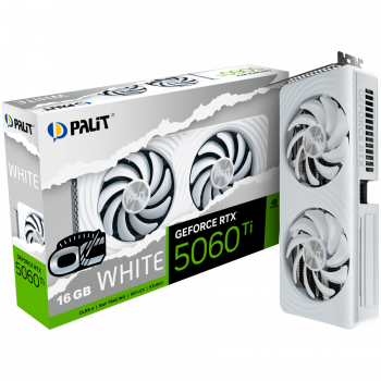Видео карта Palit GeForce RTX 5060 Ti WHITE OC 16GB GDDR7, 128 bit, 1x HDMI 2.1b, 3x DP 2.1b, 2 Fan...