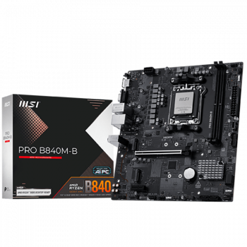 Дънна платка MSI PRO B840M-B, mATX, Socket AM5, 2x DDR5 Dual Channel DDR5 up to 8000(OC)MHz, 1x PCIe...