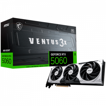 Видео карта MSI Video Card NVIDIA GeForce RTX 5060 8G VENTUS 3X OC, 8GB GDDR7, 128-bit, 2550 MHz ...