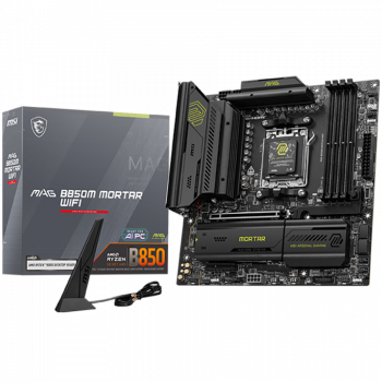 Дънна платка MSI B850M MORTAR WIFI, mATX, Socket AM5, 4x DDR5 Dual Channel DDR5 up to 8200(OC)MHz, ...