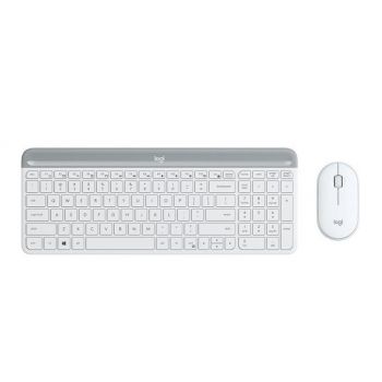 Kомплект безжични клавиатура с мишка Logitech MK470, Бяла