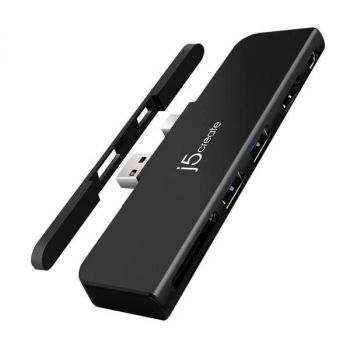 Докинг станция j5create JDD320B, за Surface Pro 4/5/6, USB-A Mini DP, Черен