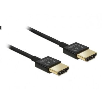 Кабел Delock  HDMI-A мъжко - HDMI-A мъжко, Ethernet, 4K, 0.5 м, Черен