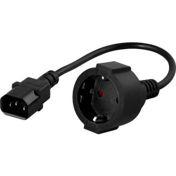 Кабел PowerWalker IEC 10A C14/ шуко (20cm) - POWER-CABLE-IEC-SCHUKO