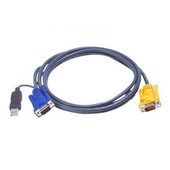 KVM кабел ATEN, PC HDB & USB към 3in1 SPHD(Keyboard/Mouse/Video), Вграден PS/2 към USB конвертор, 5 м