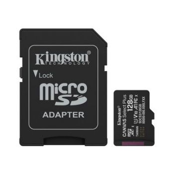 Карта памет 128GB microSDHC с адаптер, Kingston Canvas Select Plus, Class 10 UHS-I, скорост на четене до 150MB/s