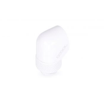 Въртящ се L-конектор Alphacool Eiszapfen, G1/4 AG auf G1/4 IG, Бял