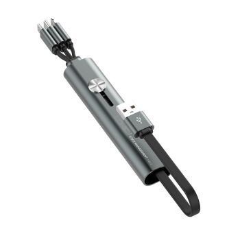 Кабел за данни LDNIO LC99, 3 в 1, Type-C, Micro USB, Lightning, , 0.3m, Сив 