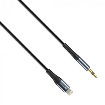 Audio cable DeTech DE-42iA, 3.5mm to Lightning, 1.0m, Black 