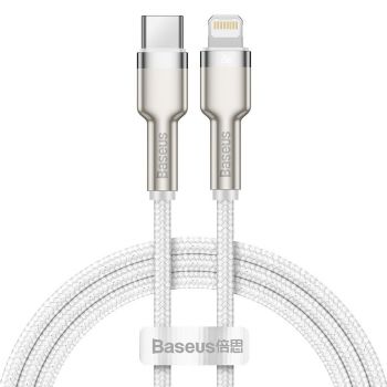 Кабел за данни Baseus Cafule, Type-C - Lightning, 20W, 1.0m, White - 40476