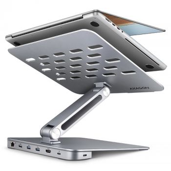 Хъб USB AXAGON HMC-STND ALU stand with HUB 5Gbps, for 10" - 16" laptops, adjustable, 3x USB-A, HDMI ...