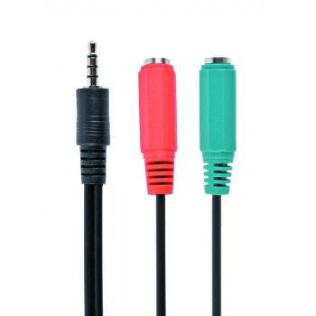 Кабел GEMBIRD 3.5 mm audio + microphone adapter cable, 0.2m