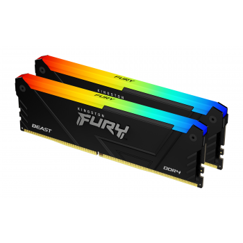 Памет Kingston FURY Beast Black RGB 16GB(2x8GB) DDR4 3600MHz CL17, KF436C17BB2AK2/16
