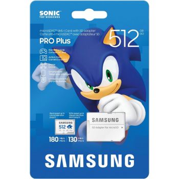Карта памет Samsung SONIC PRO PLUS, microSDXC, UHS-I, 512GB, Адаптер
