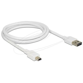Кабел Delock EASY-USB-A 2.0 мъжко към USB Mini-B мъжко, 1m , бял