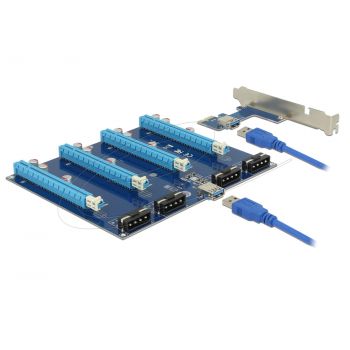 Конвертор Delock Riser Card PCI Express x1 > 4 x PCIe x16 with 60 cm USB cable