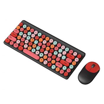 Комплект мишка и клавиатура No brand QW02, Безжични, Многоцветен