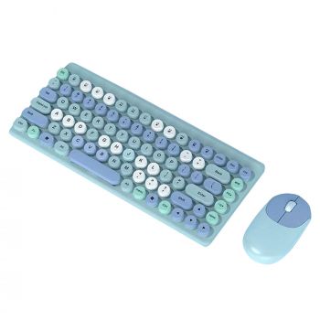 Комплект мишка и клавиатура No brand QW02, Безжични, Син