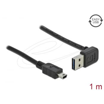 Кабел Delock EASY-USB-A 2.0 мъжко към USB Mini-B мъжко, 1m , черен