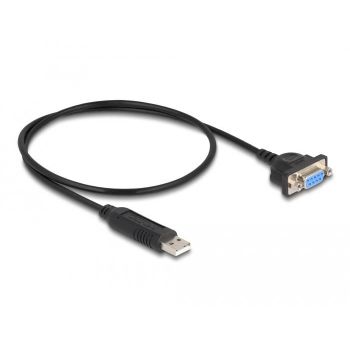 Адаптер DeLock, USB 2.0 - RS-232 D-Sub 9 женско, 50 см