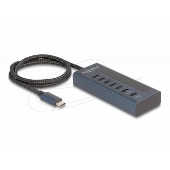 Delock USB Хъб, 7 порта, 10 Gbps, 6 x Data USB-C, 1 x PD 20W